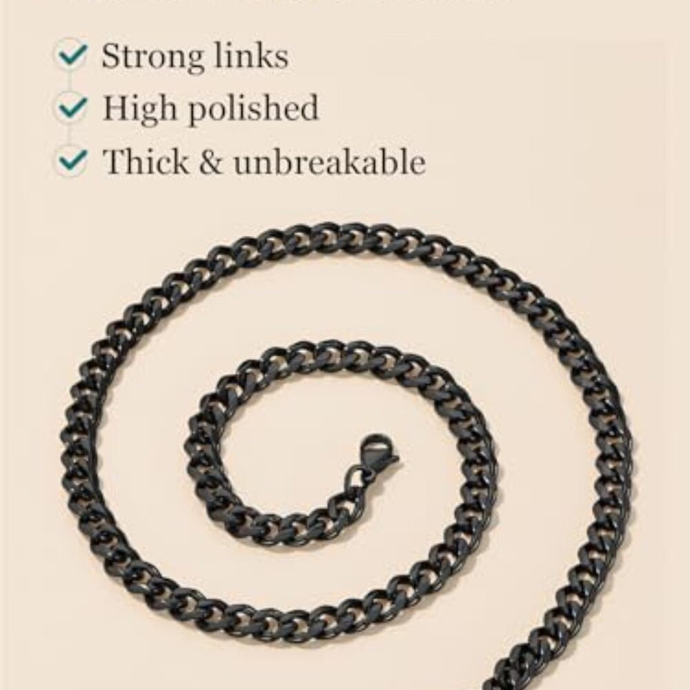 Stainless Steel Cuban Link Chain Necklace Classic Durable Minimalist Gift - Picture 7 of 8